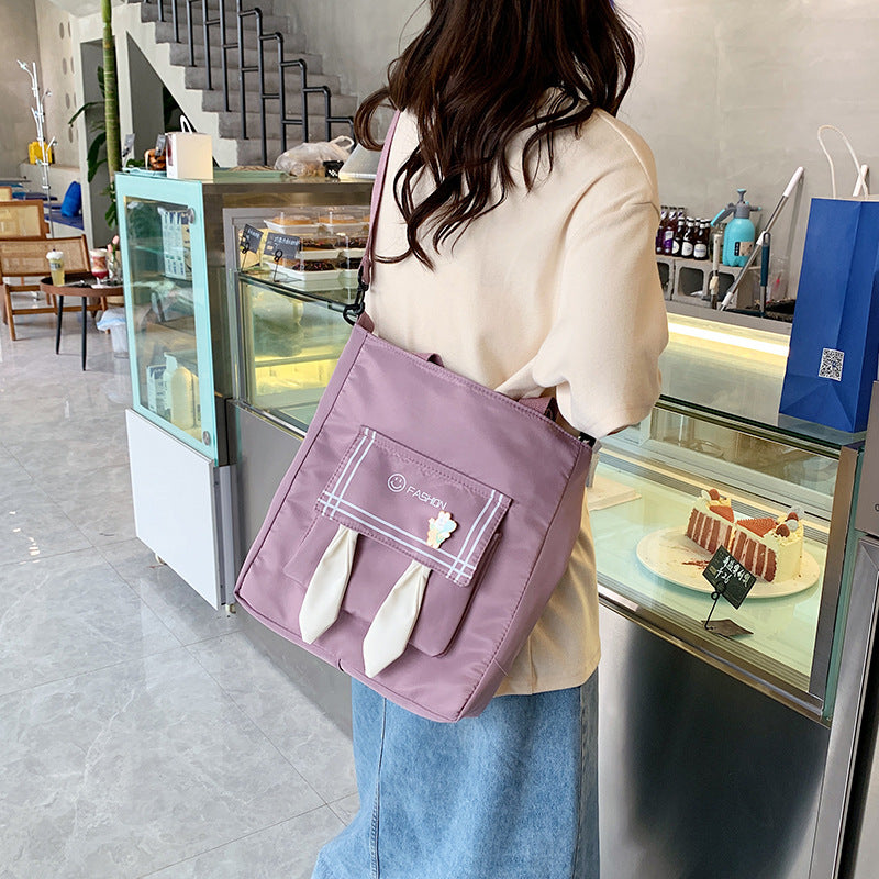 Student Cloth Bag Light All-Match One-Shoulder Handbag Large Capacity Junior High School Girl Book Bag