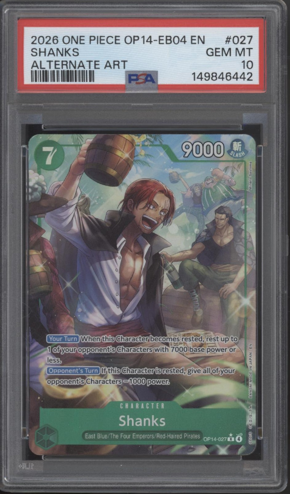 Shanks One Piece Card Game OP14-EB04 Alternate Art #027 PSA 10