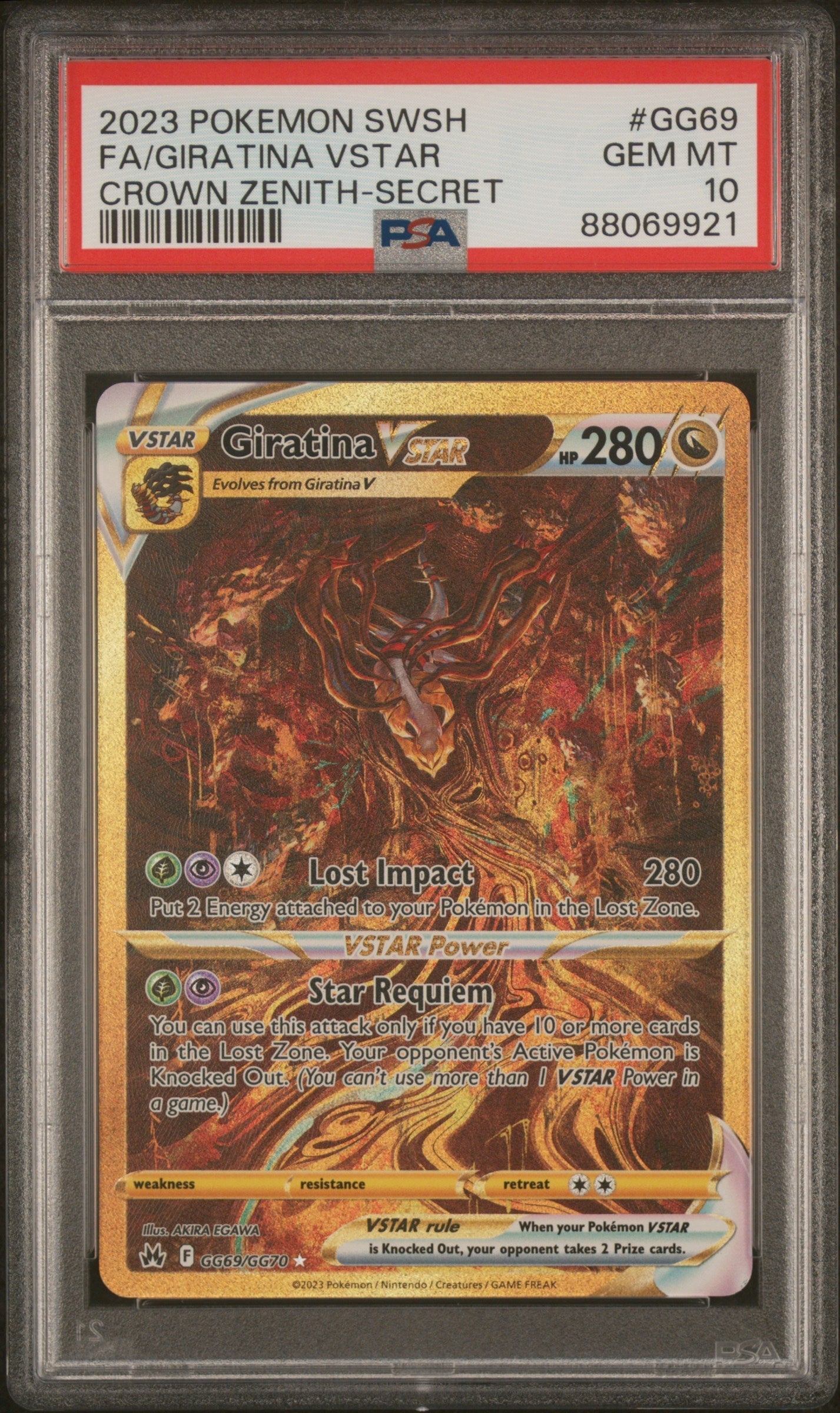 FA/GIRATINA VSTAR CROWN ZENITH-SECRET 2023 POKEMON SWORD AND SHIELD CROWN ZENITH PSA GEM MT 10