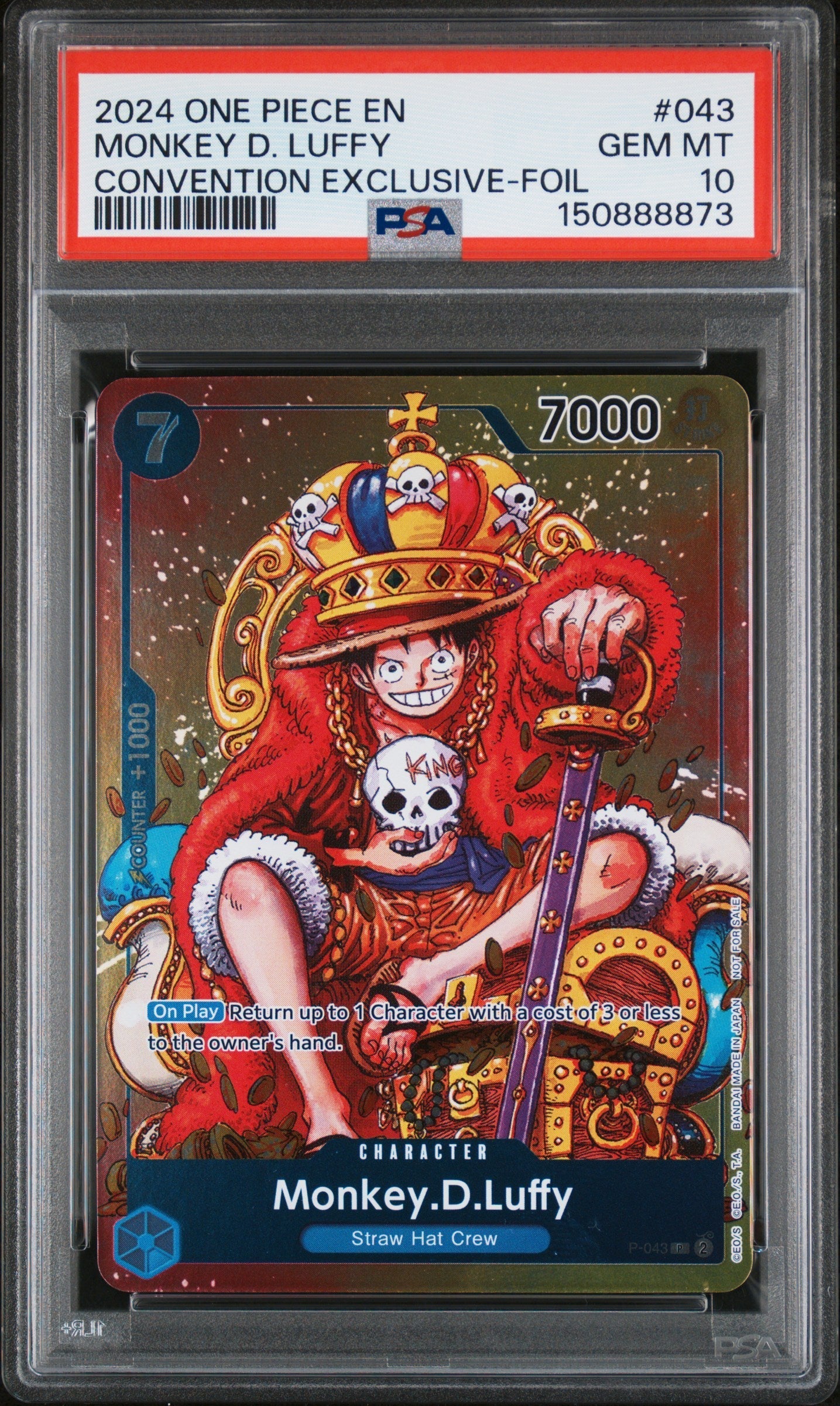 MONKEY D. LUFFY CONVENTION EXCLUSIVE-FOIL 2024 ONE PIECE PROMOS PSA GEM MT 10