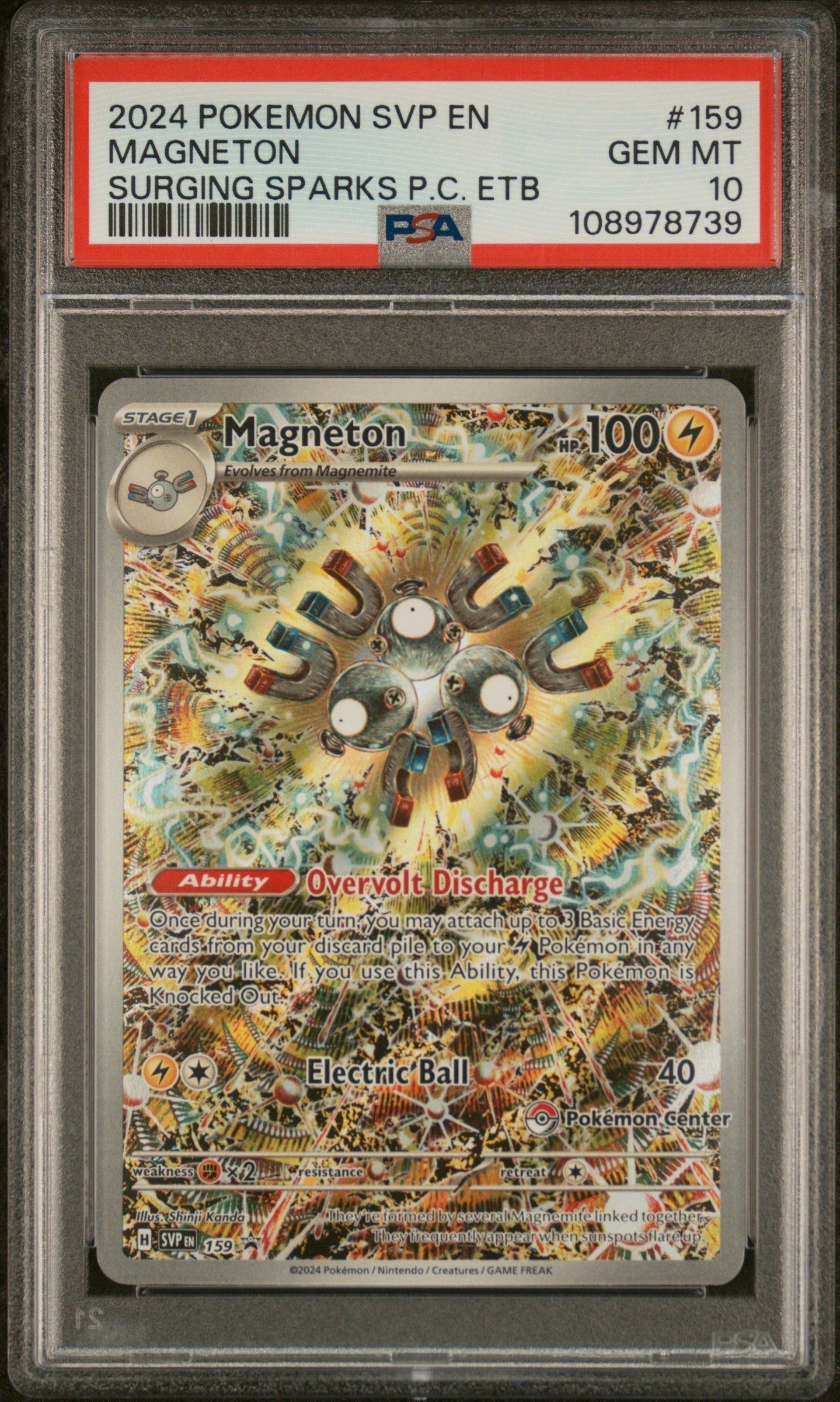 MAGNETON SURGING SPARKS PC ETB 2024 POKEMON SVP EN-SV BLACK STAR PROMO PSA GEM MT 10