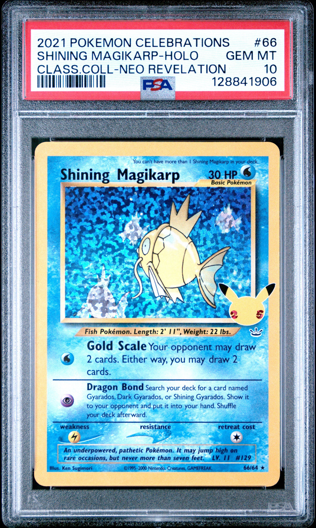 SHINING MAGIKARP-HOLO CLASS.COLL-NEO REVELATION 2021 POKEMON CELEBRATIONS CLASSIC COLLECTION PSA GEM MT 10